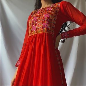 🌹 vintage authentic red Afghani dress/kameez